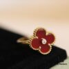 692fc0c299f2d84055c88252 In Stock Now! VC@ Clover Diamond Ring with Red Carnelian, Malachite, Black Onyx, and White Mother of Pearl