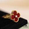 692fc0c299f2d84055c88253 In Stock Now! VC@ Clover Diamond Ring with Red Carnelian, Malachite, Black Onyx, and White Mother of Pearl