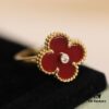 692fc0c399f2d84055c88255 In Stock Now! VC@ Clover Diamond Ring with Red Carnelian, Malachite, Black Onyx, and White Mother of Pearl