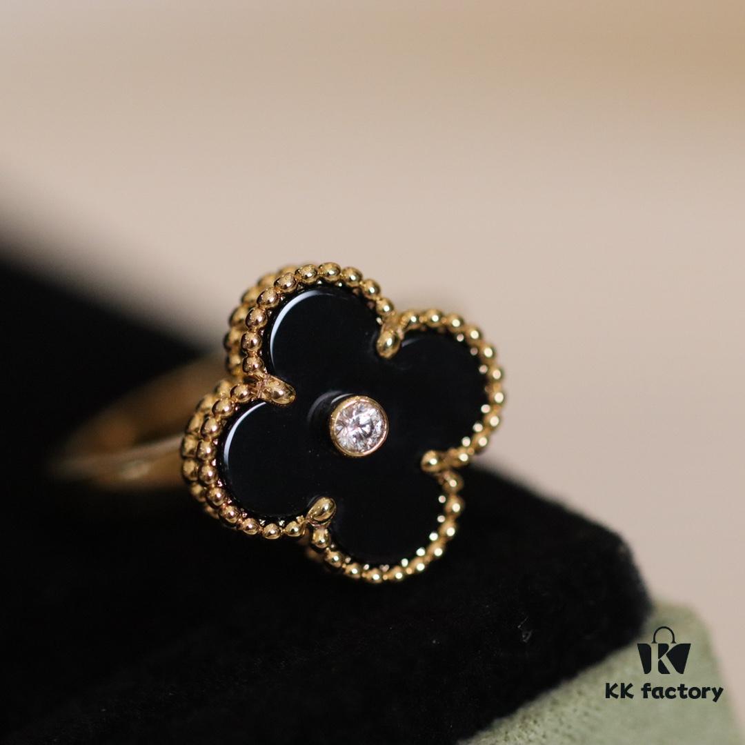 692fc0c699f2d84055c8825a In-Stock Release: Red Carnelian, Malachite, Black Onyx, White Mother of Pearl — VC@ Clover Diamond Ring