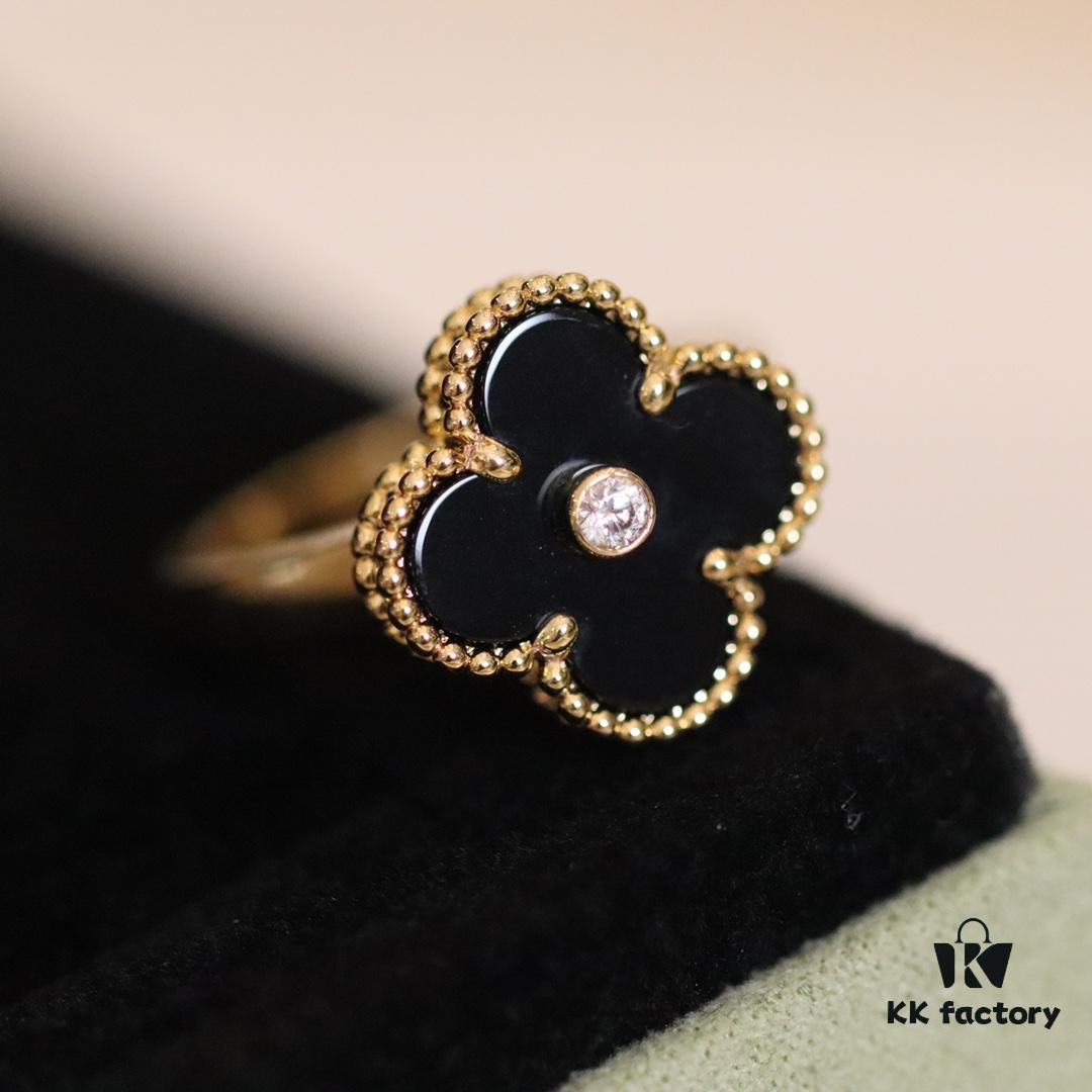 692fc0c699f2d84055c8825b In-Stock Release: Red Carnelian, Malachite, Black Onyx, White Mother of Pearl — VC@ Clover Diamond Ring