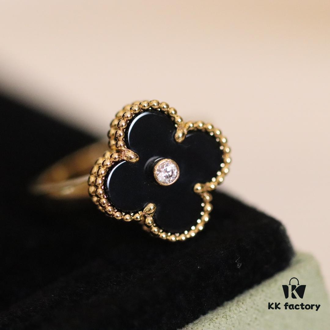 692fc0c899f2d84055c8825f In-Stock Release: Red Carnelian, Malachite, Black Onyx, White Mother of Pearl — VC@ Clover Diamond Ring