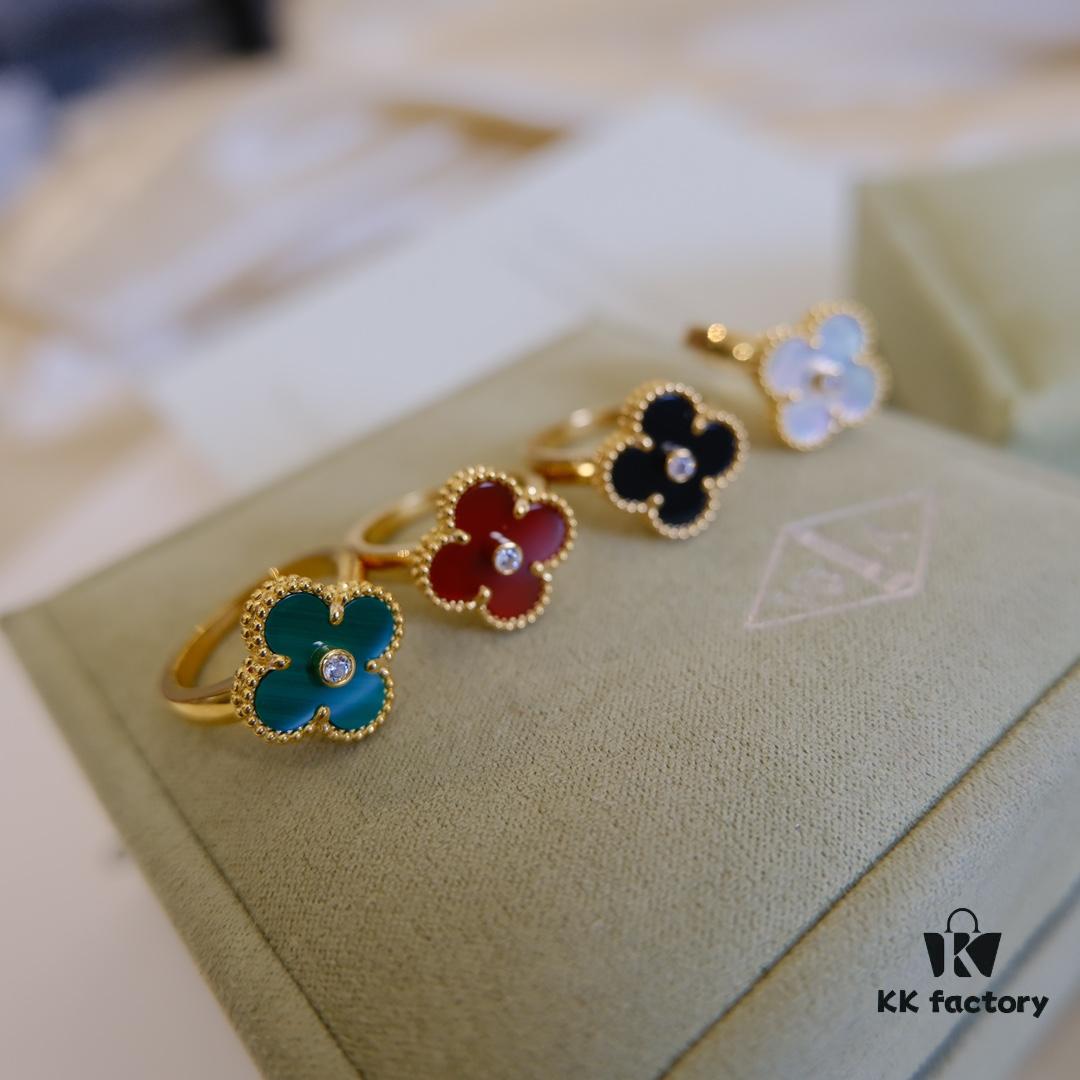 In-Stock Release: Red Carnelian, Malachite, Black Onyx, White Mother-of-Pearl — [VC@ Clover Diamond Ring]