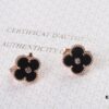 692fc11099f2d84055c882e2 VCA New Version Rose Gold Natural Peacock Green White Shell Gray Shell Black Onyx Red Onyx Diamond-Studded Ear Clips, Market High-End Limited Edition 1:1 Premium Custom 925 Sterling Silver VCA Van Cleef & Arpels Clove Leaf Store Exclusive Tourist Essential Must-Have Original Lobster Clasp Top Quality