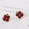 692fc11199f2d84055c882e4 VCA New Version Rose Gold Natural Peacock Green White Shell Gray Shell Black Onyx Red Onyx Diamond-Studded Ear Clips, Market High-End Limited Edition 1:1 Premium Custom 925 Sterling Silver VCA Van Cleef & Arpels Clove Leaf Store Exclusive Tourist Essential Must-Have Original Lobster Clasp Top Quality