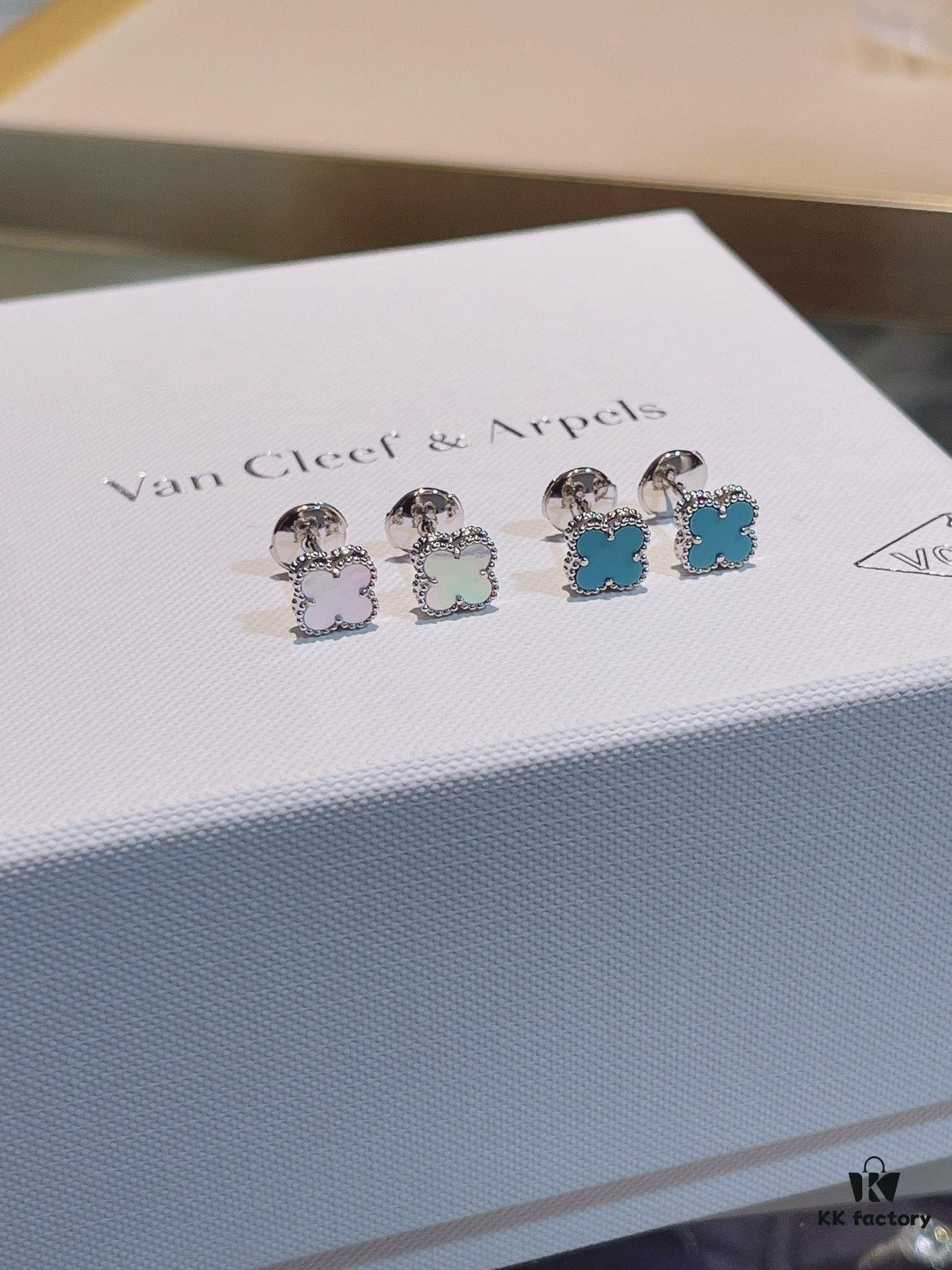 New Style: Turquoise and White Mother of Pearl Mini Four-Leaf Clover Stud Earrings