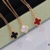 692fc14099f2d84055c8831f VCA Mini Single Flower Necklace, Original Precision Craftsmanship with Natural Stones