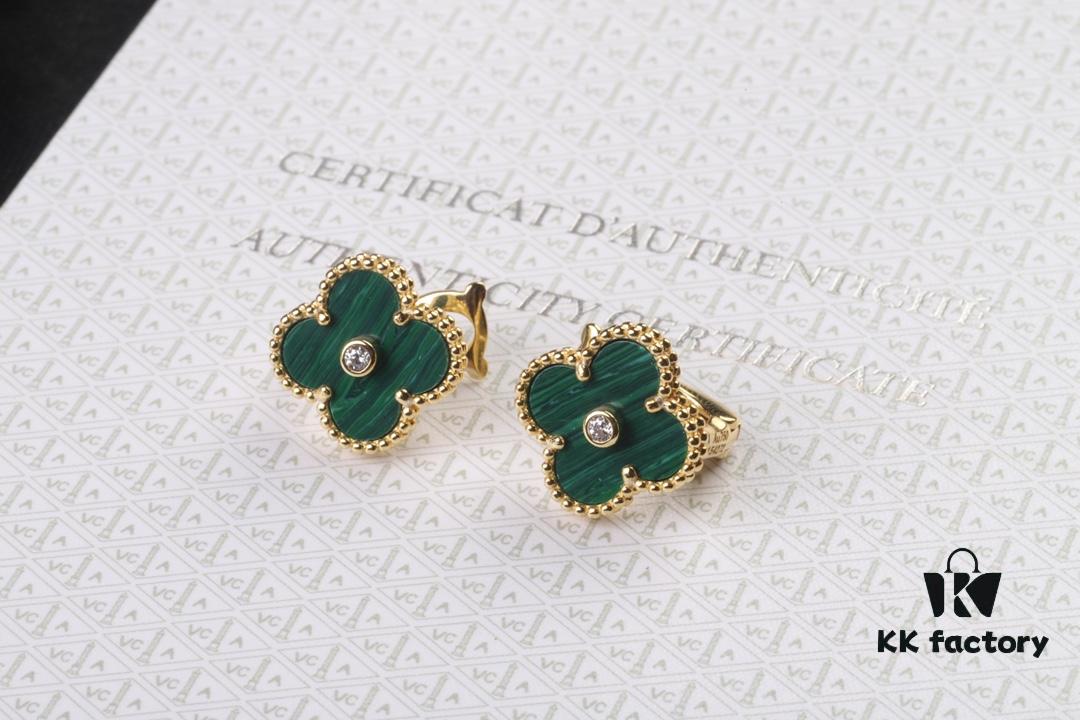 692fc14899f2d84055c88327 VCA New Version Yellow Gold Natural Peacock Green White Shell Gray Shell Black Onyx Red Onyx Diamond-Studded Ear Cuffs Limited Edition High-End Custom 925 Sterling Silver VCA Van Cleef & Arpels Clover Leaf Lobster Clasp Tour Exclusive Must-Have