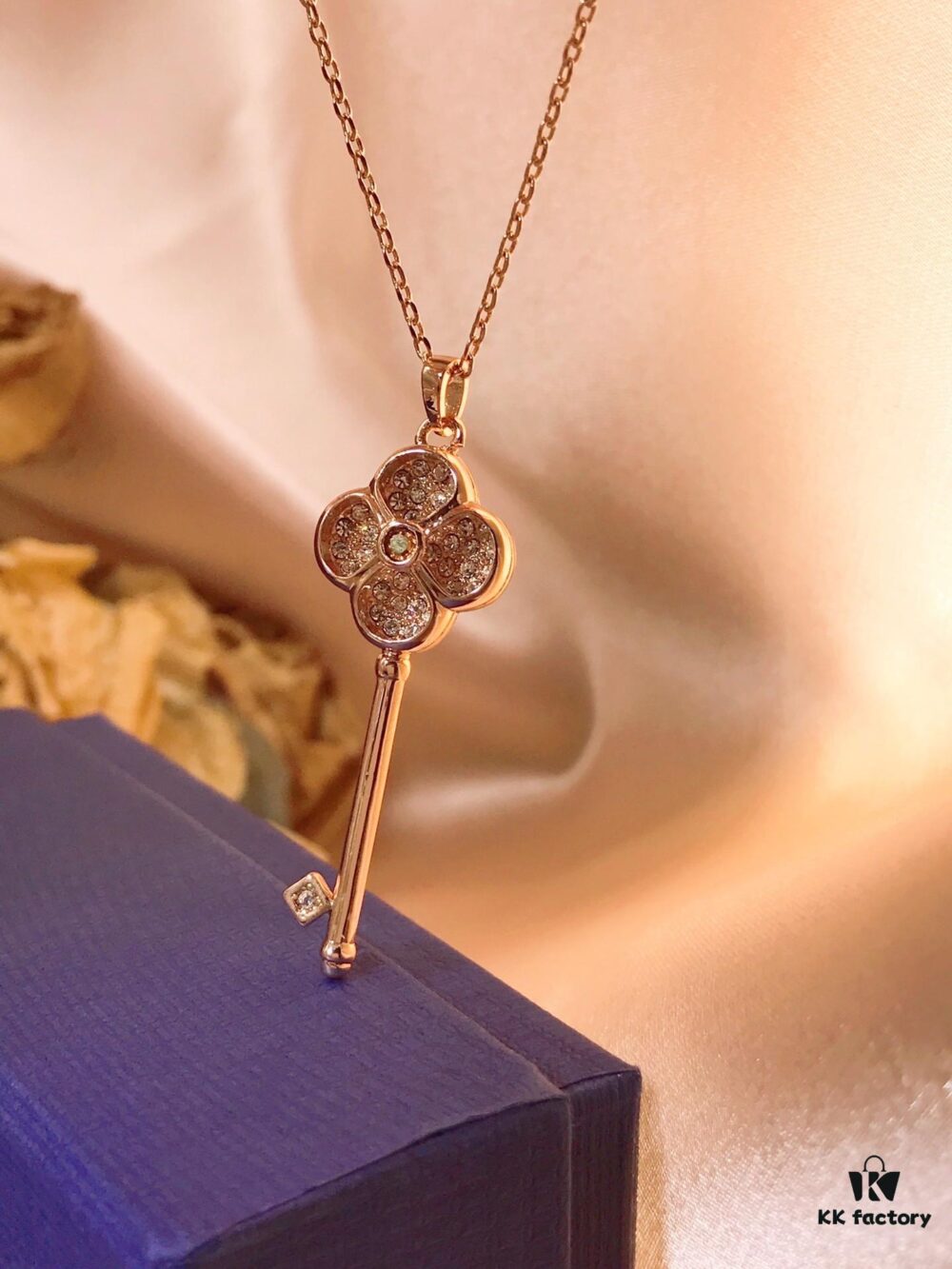 692fc18999f2d84055c88383 Swarovski Four-Leaf Clover Key Necklace