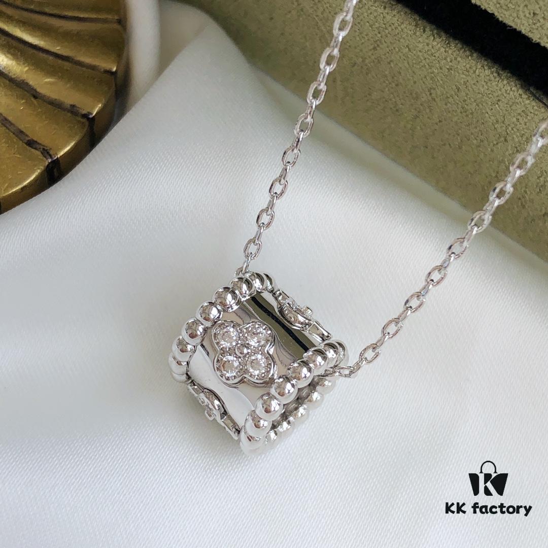 Van Cleef & Arpels Alhambra Clover Necklace in Silver Version, Original Custom Design! Material: 925 Pure Silver with Vacuum Electroplated 18K Real Gold