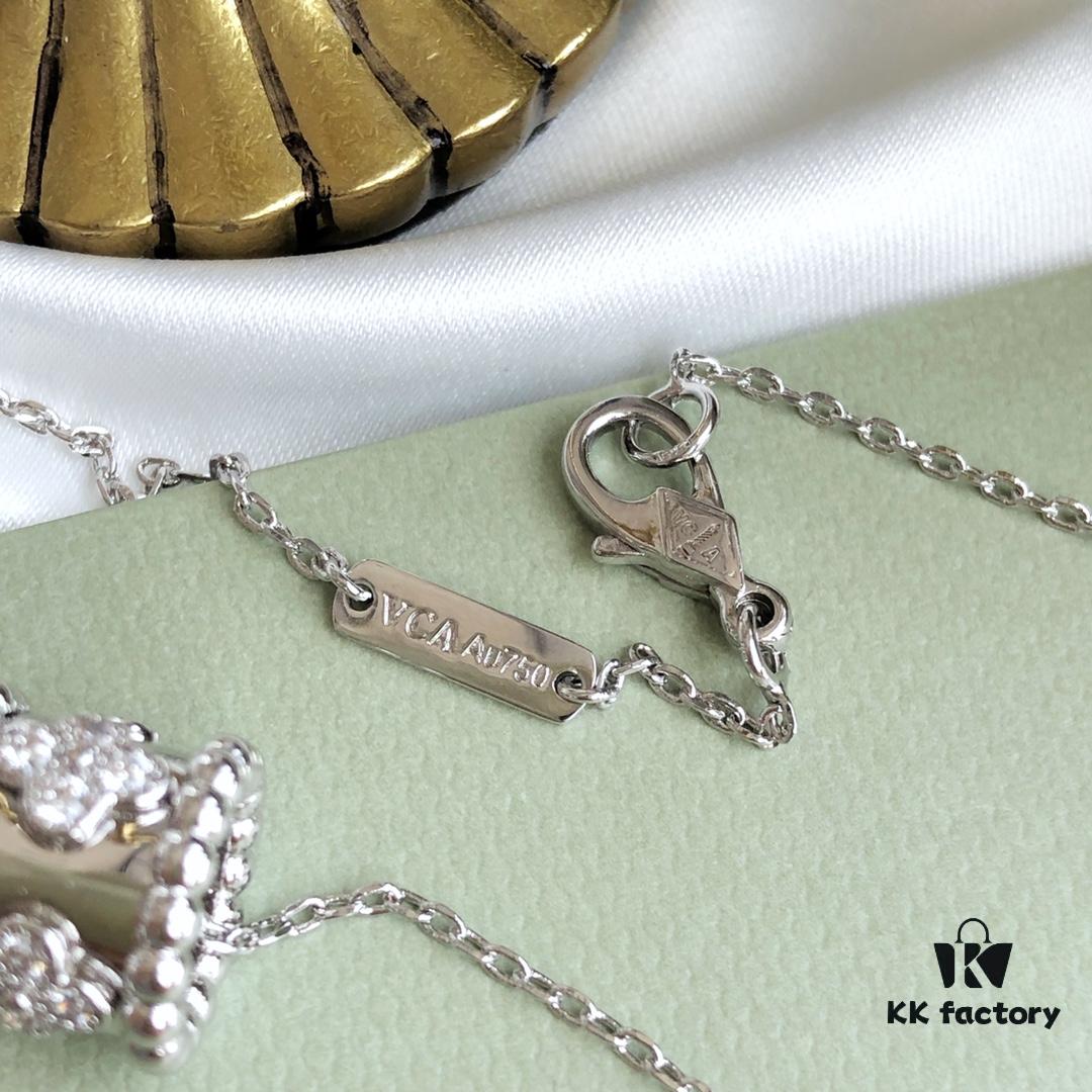 Van Cleef & Arpels Alhambra Clover Necklace in Silver Version, Original Custom Design! Material: 925 Pure Silver with Vacuum Electroplated 18K Real Gold