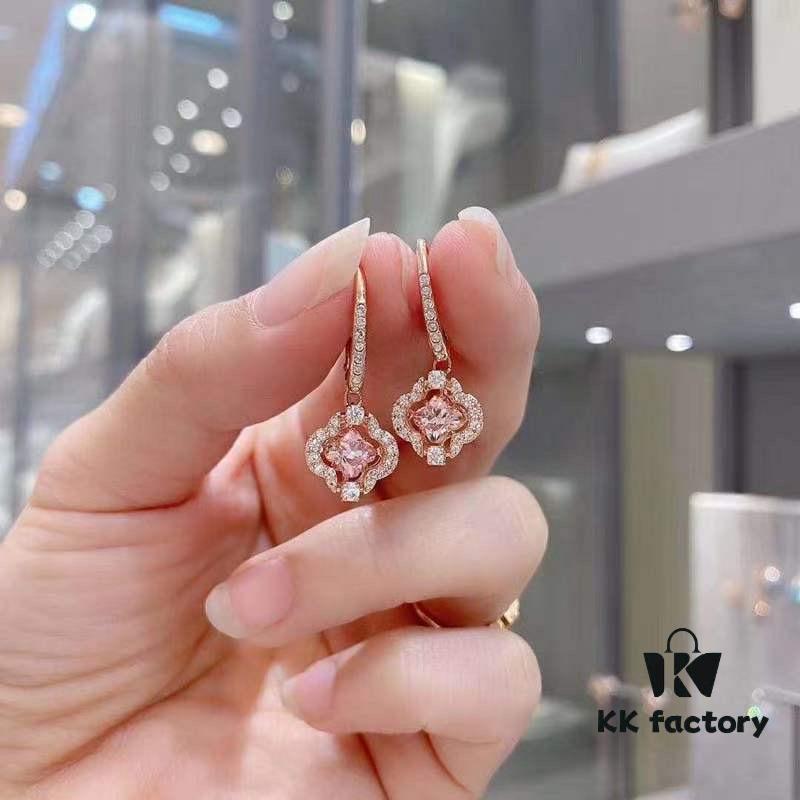 Swarovski Pink Crystal Clover Dancing in the Light Earrings