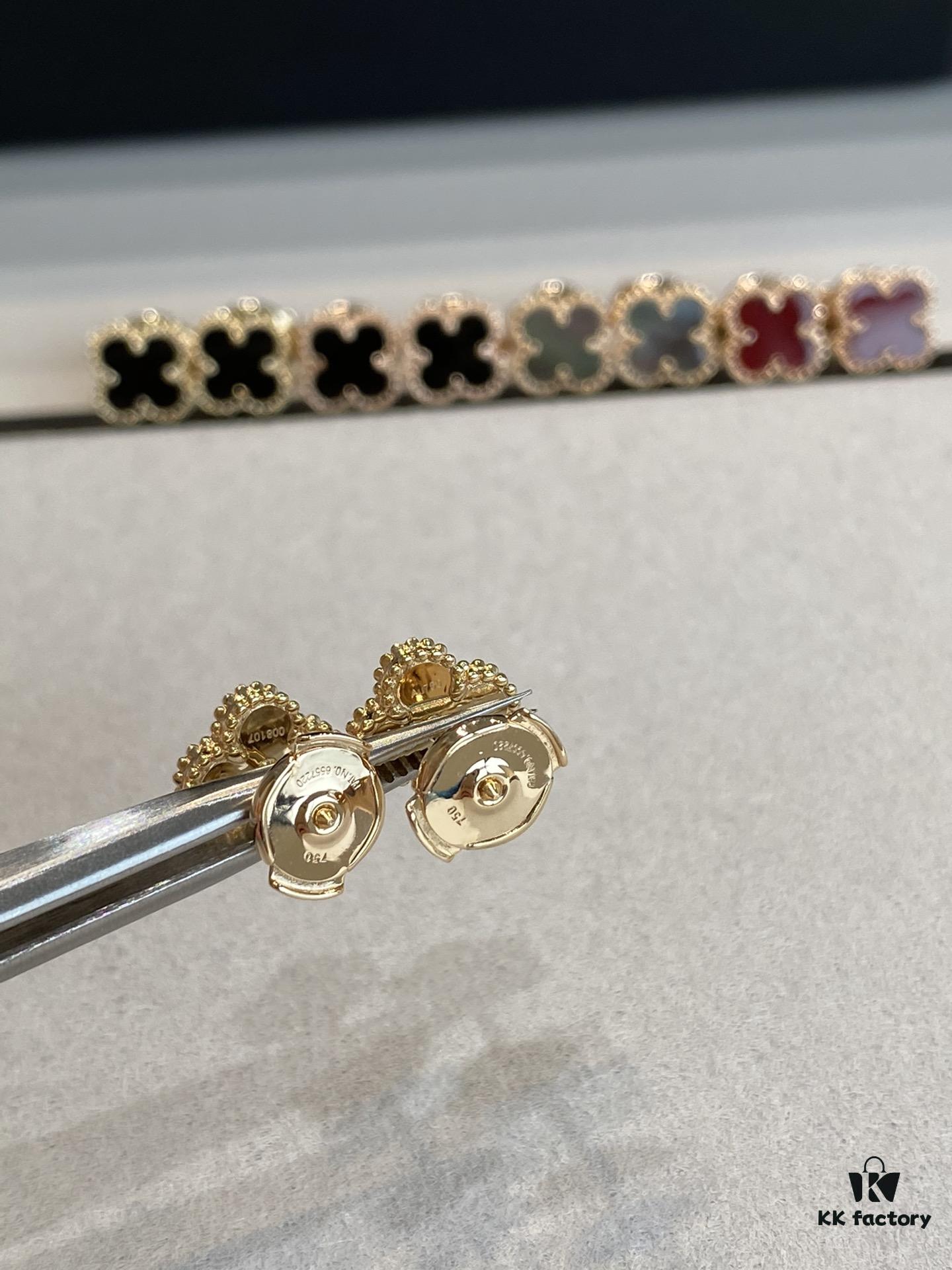 692fc1c299f2d84055c883d4 Mini Four-Leaf Clover Earrings, Gold-Tone with Natural Malachite