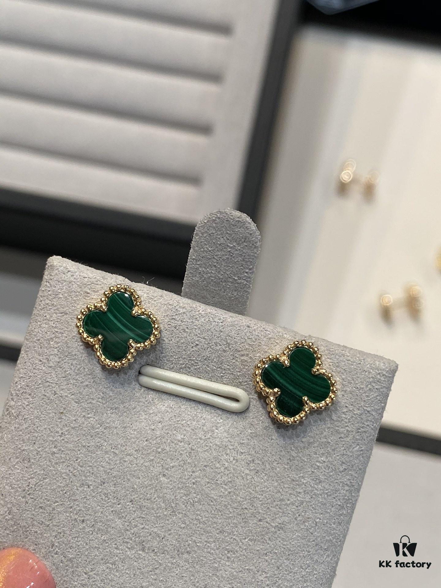 692fc1c299f2d84055c883d5 Mini Four-Leaf Clover Earrings, Gold-Tone with Natural Malachite