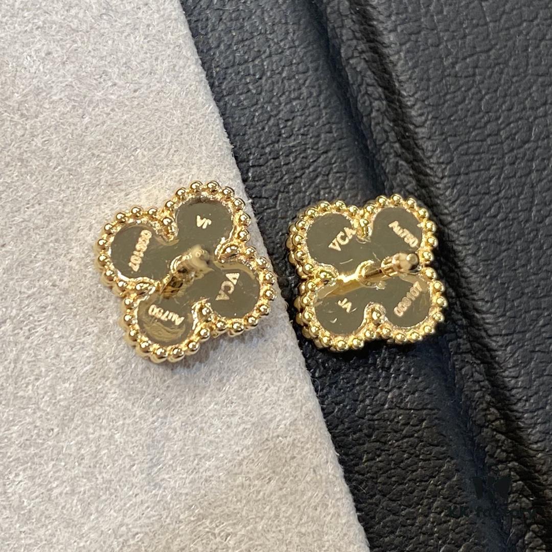 692fc1c399f2d84055c883d6 Mini Four-Leaf Clover Earrings, Gold-Tone with Natural Malachite