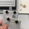 Mini Four-Leaf Clover Earrings, Black with Gold and Rose Gold Accents
