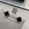 Mini Four-Leaf Clover Earrings, Black with Gold and Rose Gold Accents