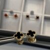 Mini Four-Leaf Clover Earrings, Black with Gold and Rose Gold Accents
