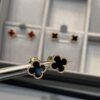 Mini Four-Leaf Clover Earrings, Black with Gold and Rose Gold Accents