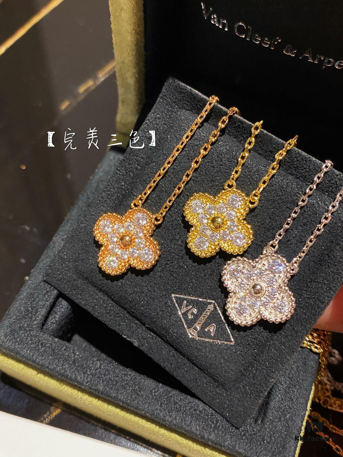 692fc1f299f2d84055c88411 VCA Full Diamond Clover 1.5cm Necklace