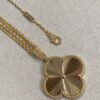 692fc21899f2d84055c88451 VCA New Double-Sided Guilloche Engraved Clover Long Necklace in Gold