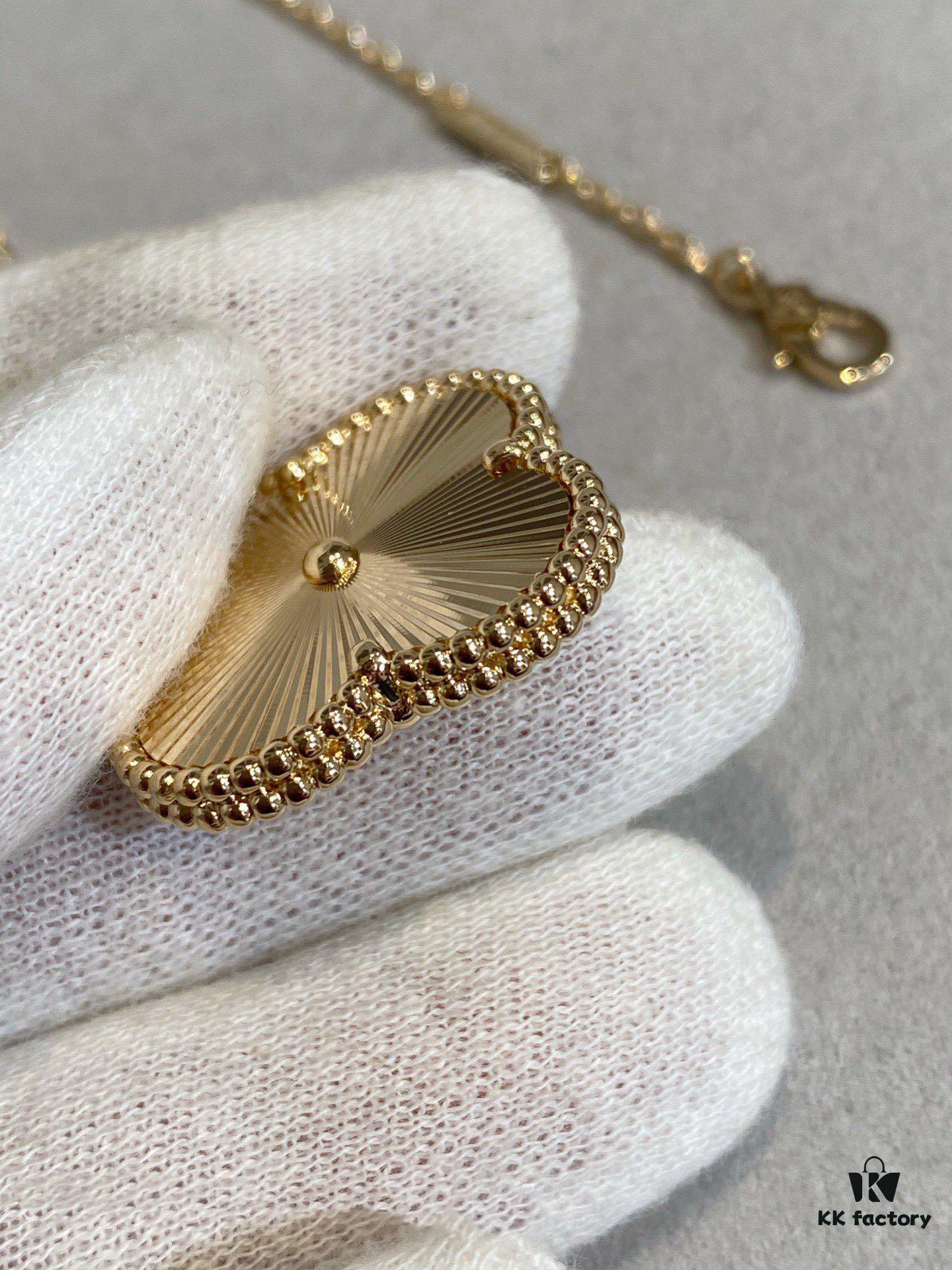 692fc21899f2d84055c88452 VCA New Double-Sided Guilloche Engraved Clover Long Necklace in Gold