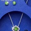 692fc21999f2d84055c88454 Swarovski Green Beating Heart Four-Leaf Clover Single Diamond Set
