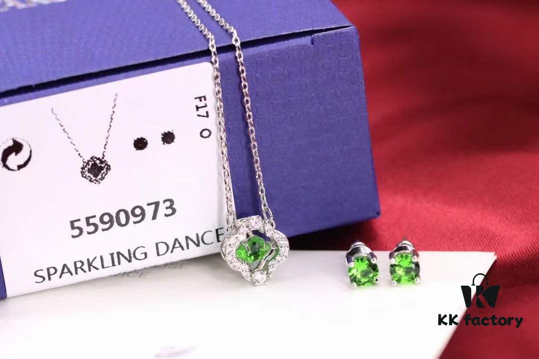 692fc21a99f2d84055c88455 Swarovski Green Beating Heart Four-Leaf Clover Single Diamond Set