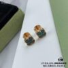 692fc23a99f2d84055c88488 Upgraded Version ZP Open V Gold Plated with Mimi Gold, Long-Lasting Color Retention - VCA Van Cleef & Arpels Mini Natural Malachite Four-Leaf Clover Stud Earrings with Original Saucer Backs