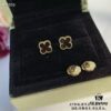 692fc25099f2d84055c884a7 VCA Clovers Mini Black Onyx Earrings with Flying Saucer Backs, ZP Gold Plated V Gold Upgrade Version