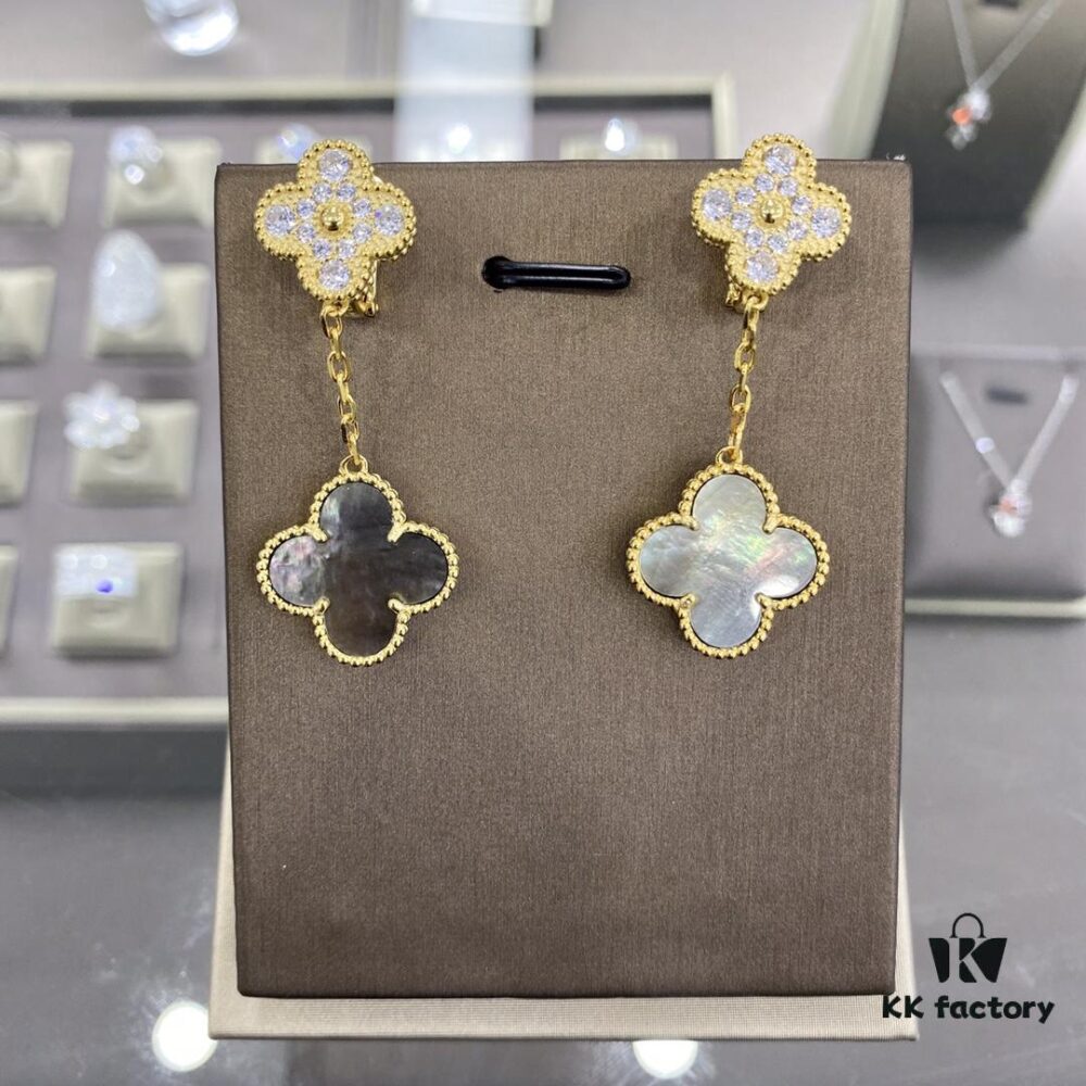692fc25c99f2d84055c884bd VCA Four-Leaf Clover Floral Diamond Earrings