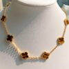 692fc26499f2d84055c884ce VCA Alhumbra Vintage Ten-Flower Yellow Gold Tiger's Eye Necklace