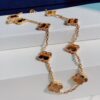 692fc26599f2d84055c884d0 VCA Alhumbra Vintage Ten-Flower Yellow Gold Tiger's Eye Necklace