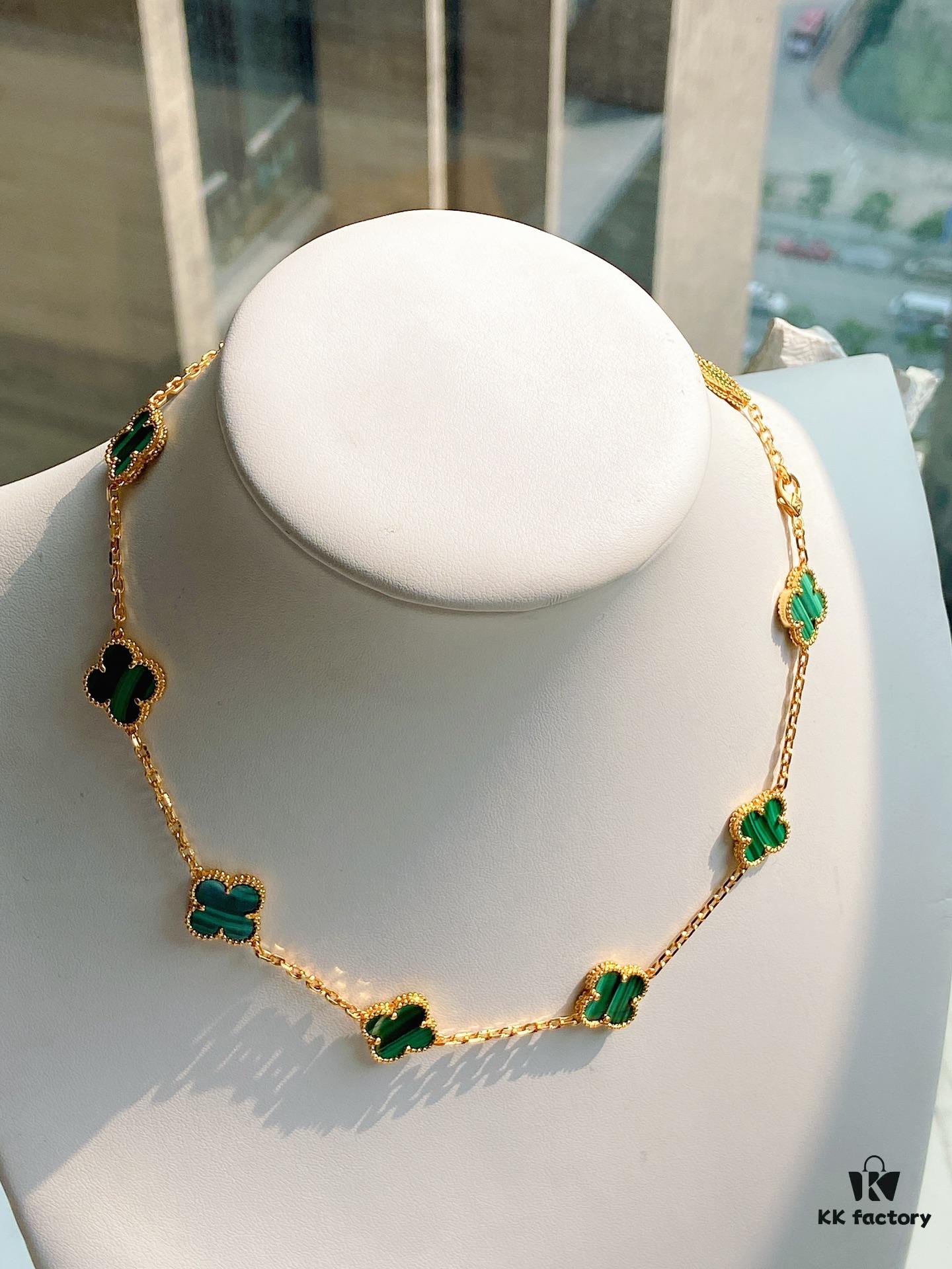 692fc26799f2d84055c884d4 VCA Alhumbra Vintage Ten-Flower Yellow Gold Malachite Necklace