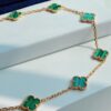 692fc26899f2d84055c884d5 VCA Alhumbra Vintage Ten-Flower Yellow Gold Malachite Necklace