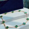 692fc26a99f2d84055c884d9 VCA Alhumbra Vintage Ten-Flower Yellow Gold Malachite Necklace