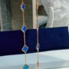 692fc26b99f2d84055c884db VCA Alhumbert Vintage Ten-Flower Yellow Gold Blue Chalcedony Necklace