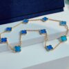 692fc26c99f2d84055c884dd VCA Alhumbert Vintage Ten-Flower Yellow Gold Blue Chalcedony Necklace