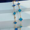 692fc26e99f2d84055c884e1 VCA Alhumbert Vintage Ten-Flower Yellow Gold Blue Chalcedony Necklace