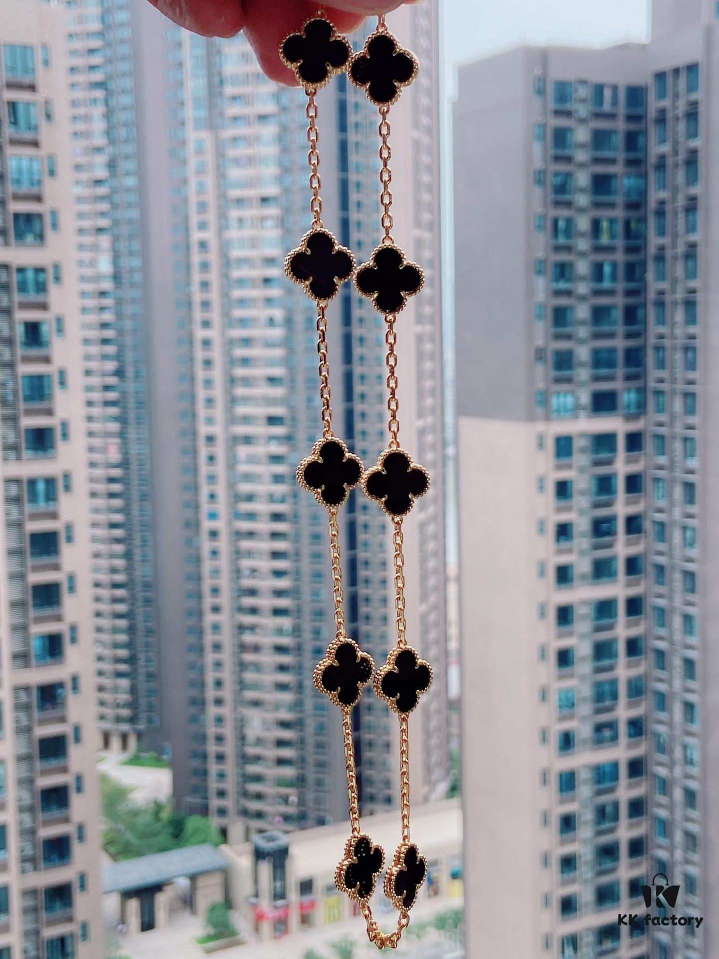 692fc27099f2d84055c884e5 VCA Alhumbert Vintage Ten-Flower Yellow Gold Black Onyx Necklace