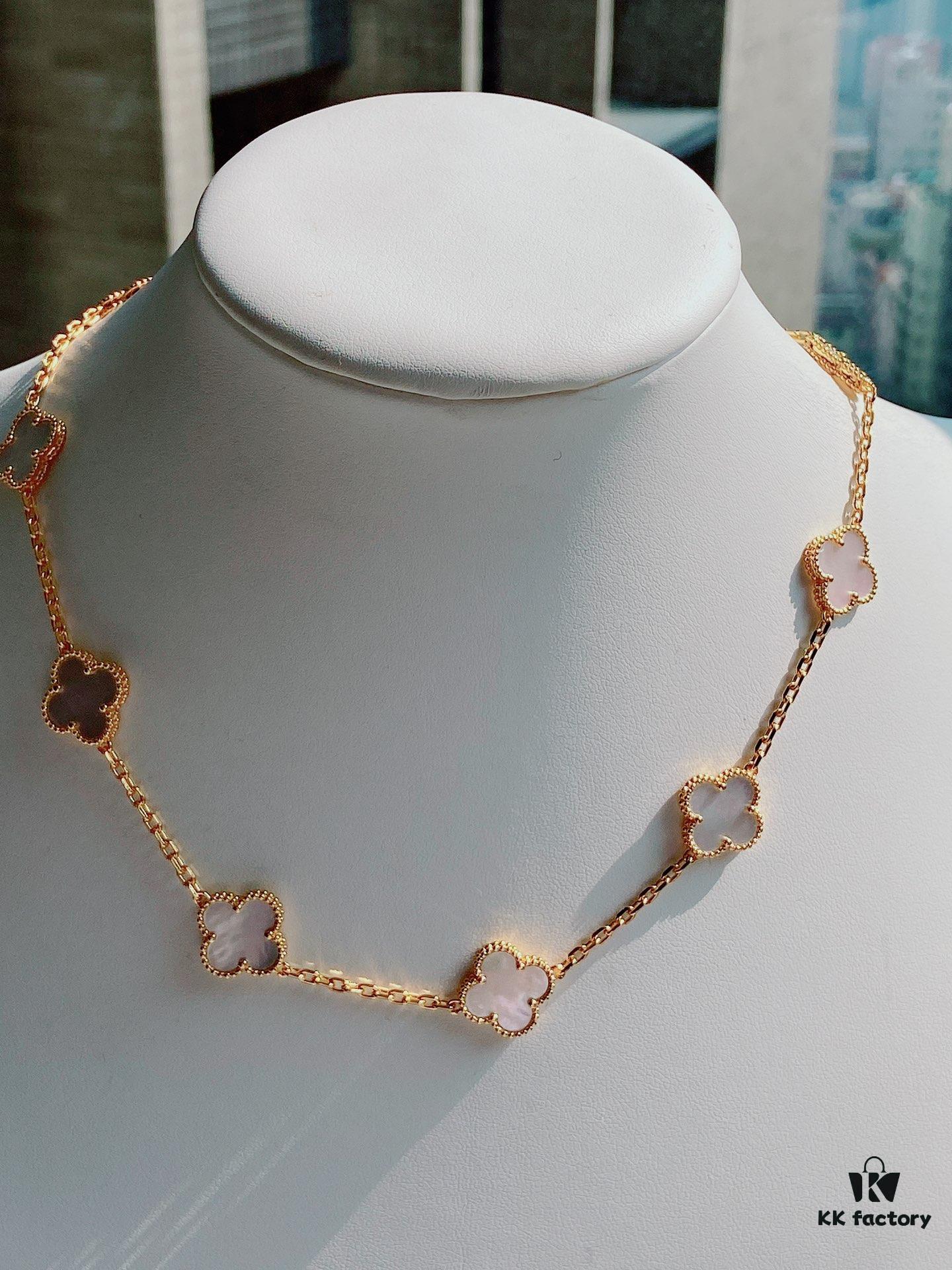 692fc27799f2d84055c884ec VCA Alhumbra Vintage Ten-Flower Yellow Gold White Shell Necklace