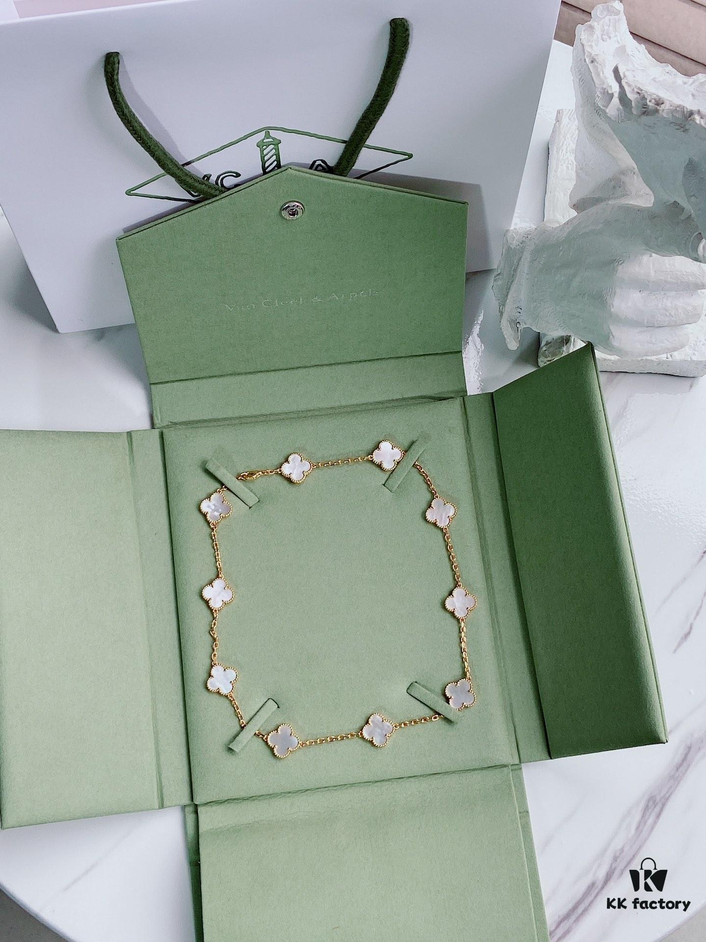 692fc27999f2d84055c884f1 VCA Alhumbra Vintage Ten-Flower Yellow Gold White Shell Necklace