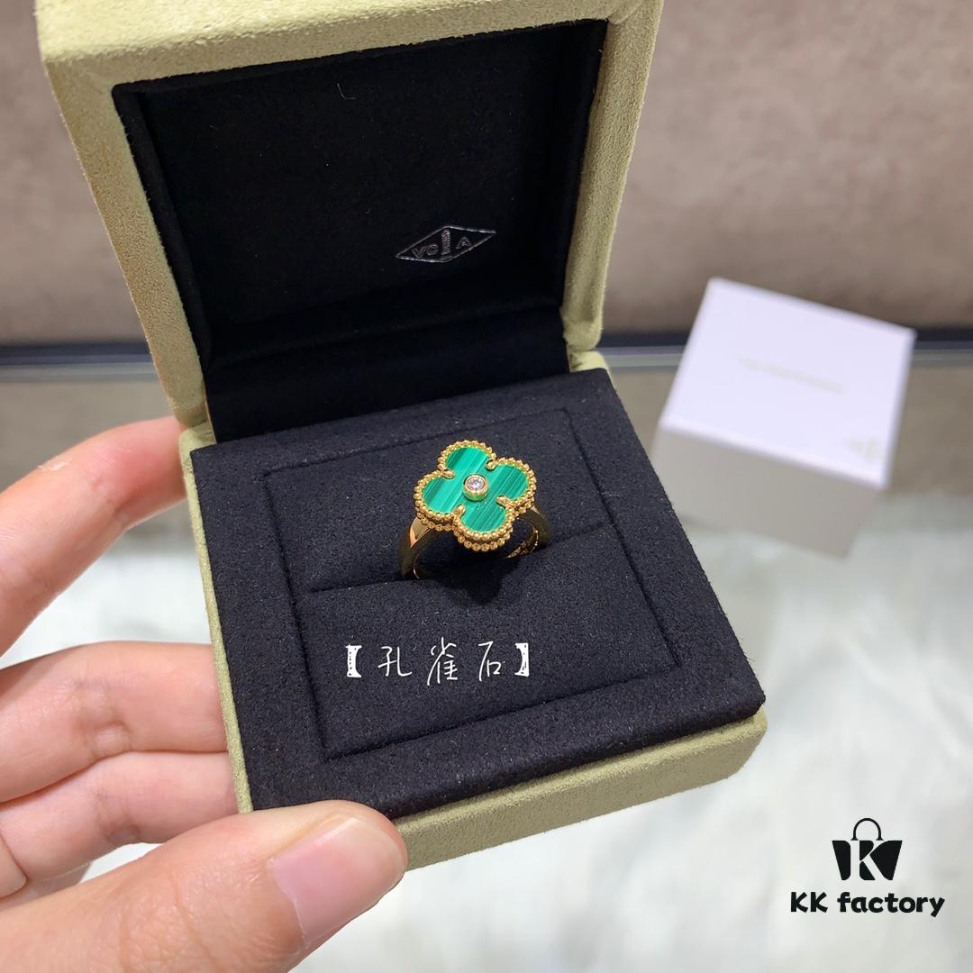 692fc2a999f2d84055c88525 In Stock Now! VCA Clover Diamond Ring in Red Carnelian, Malachite, Black Onyx, and White Mother of Pearl