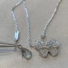 692fc2be99f2d84055c88547 VCA Clover Full Diamond Butterfly Necklace in White Gold Tone