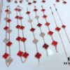 Clover Red Agate Set with Bracelet, Necklace, Sweater Chain, Stud Earrings, and Earrings