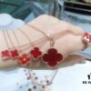Clover Red Agate Set with Bracelet, Necklace, Sweater Chain, Stud Earrings, and Earrings