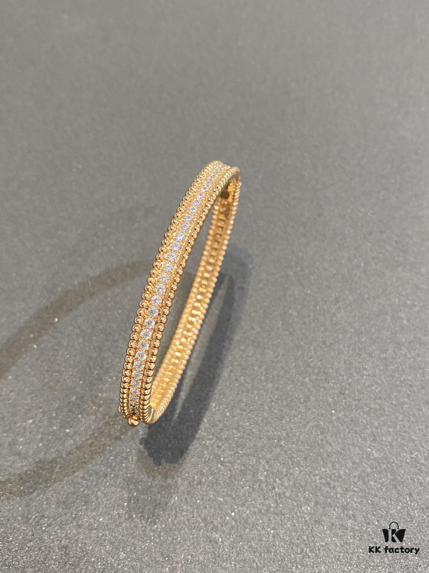692fc2ee99f2d84055c885a1 New VCA Four-Leaf Clover Perlee Beaded Bracelet, Single Row Diamond Bracelet, Classic Stacking Design, Vintage and Exquisite