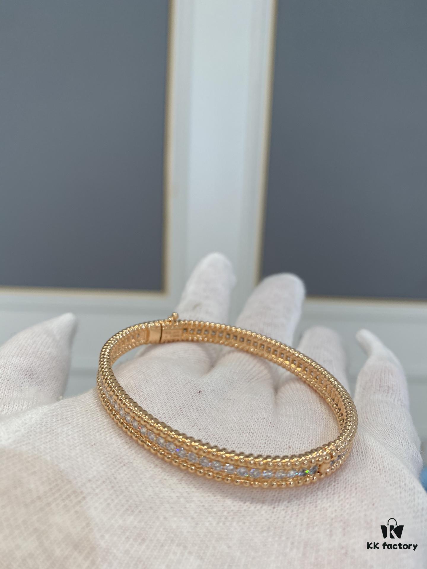 692fc2ee99f2d84055c885a2 New VCA Four-Leaf Clover Perlee Beaded Bracelet, Single Row Diamond Bracelet, Classic Stacking Design, Vintage and Exquisite