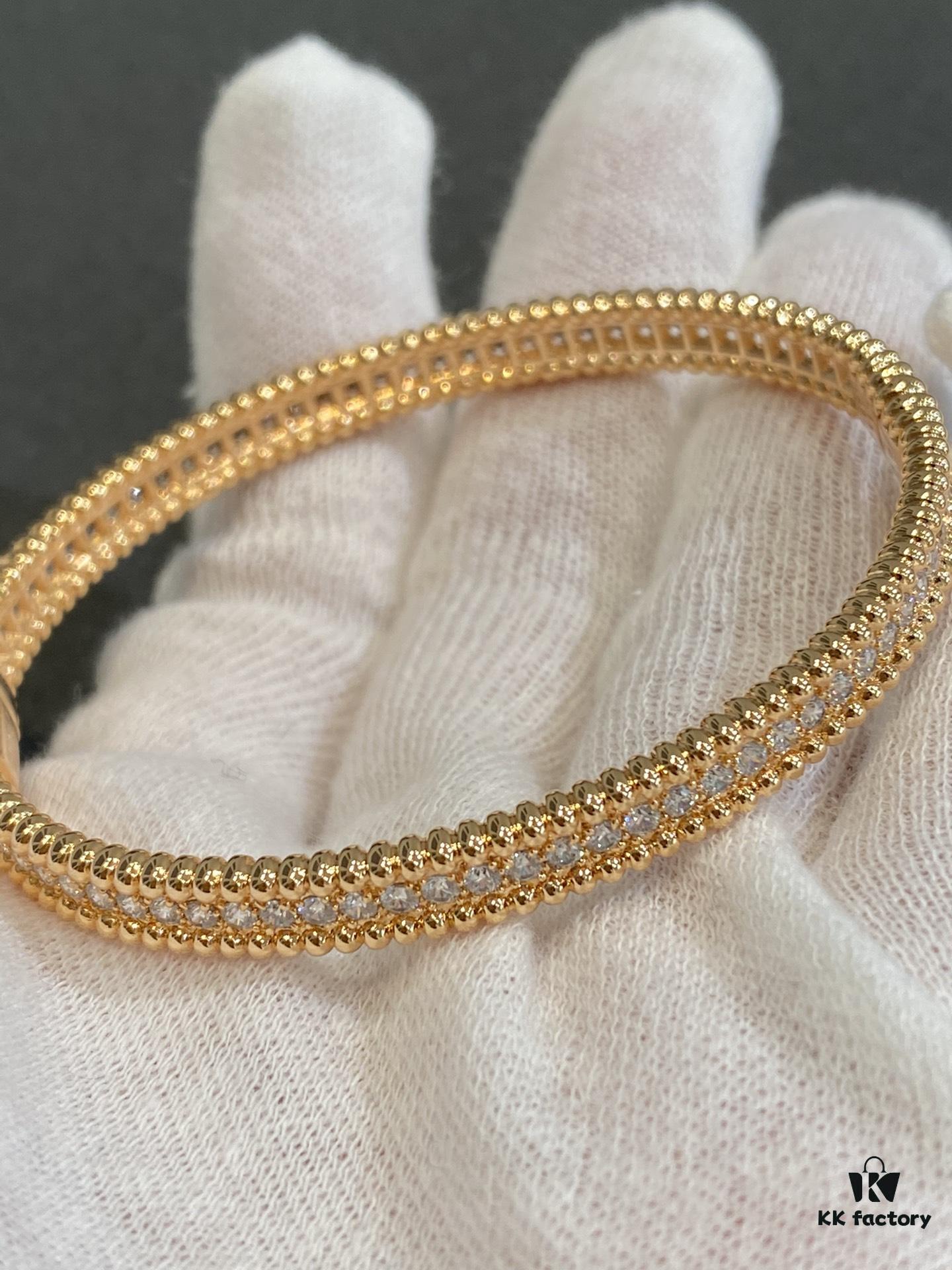 692fc2f099f2d84055c885a4 New VCA Four-Leaf Clover Perlee Beaded Bracelet, Single Row Diamond Bracelet, Classic Stacking Design, Vintage and Exquisite