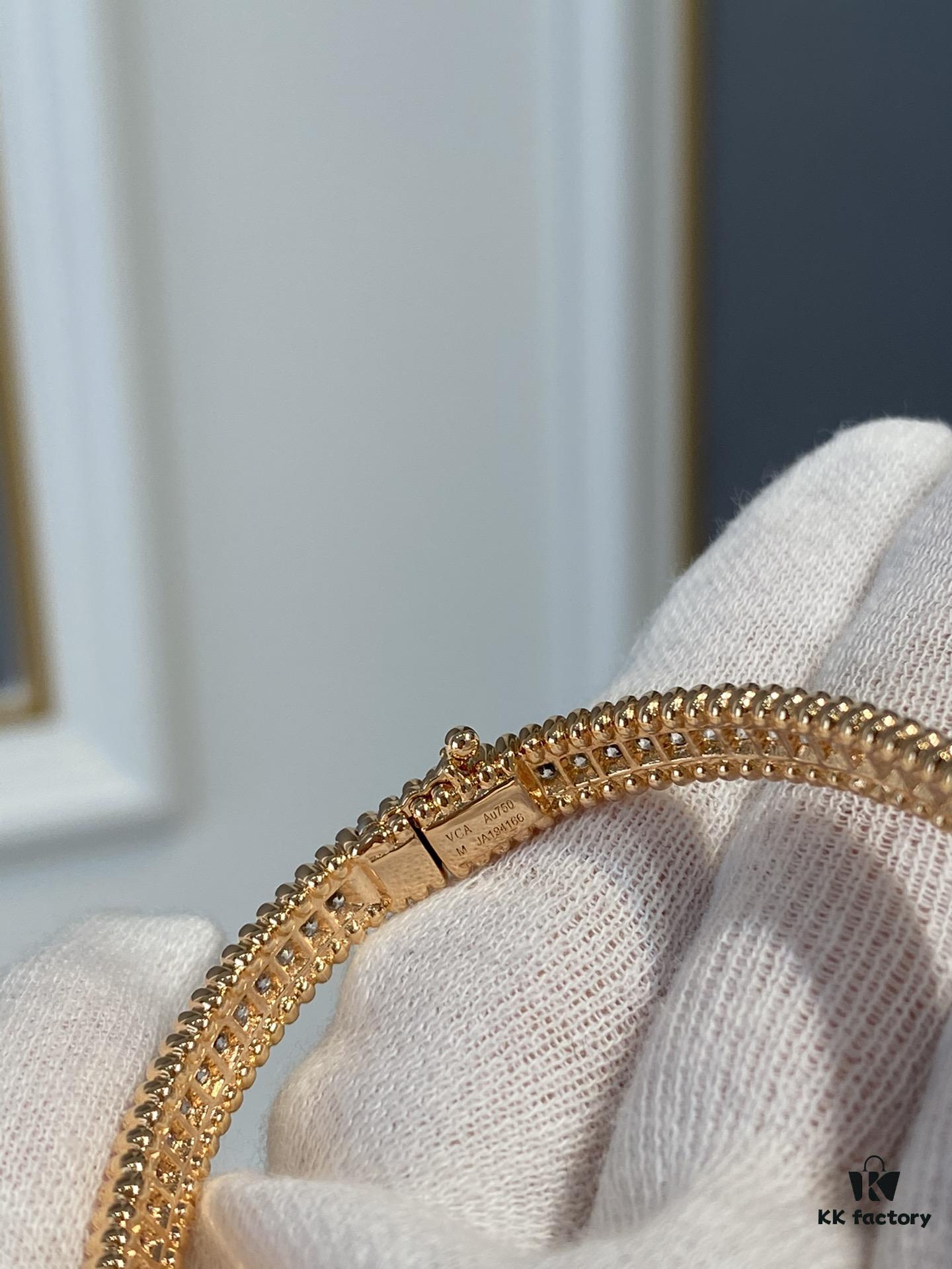 692fc2f199f2d84055c885a5 New VCA Four-Leaf Clover Perlee Beaded Bracelet, Single Row Diamond Bracelet, Classic Stacking Design, Vintage and Exquisite